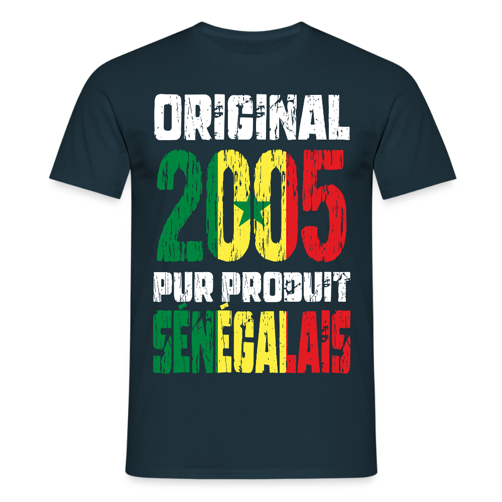T-shirt Homme - Anniversaire 20 Ans - Original 2005 - Pur produit Sénégalais - marine