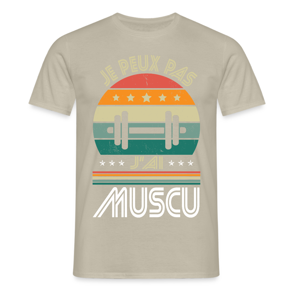T-shirt Homme - Je peux pas j'ai Muscu - beige sable
