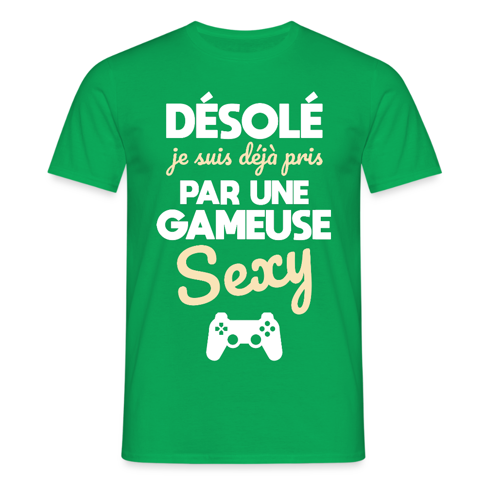 T-shirt Homme - Je suis pris par une gameuse sexy - vert