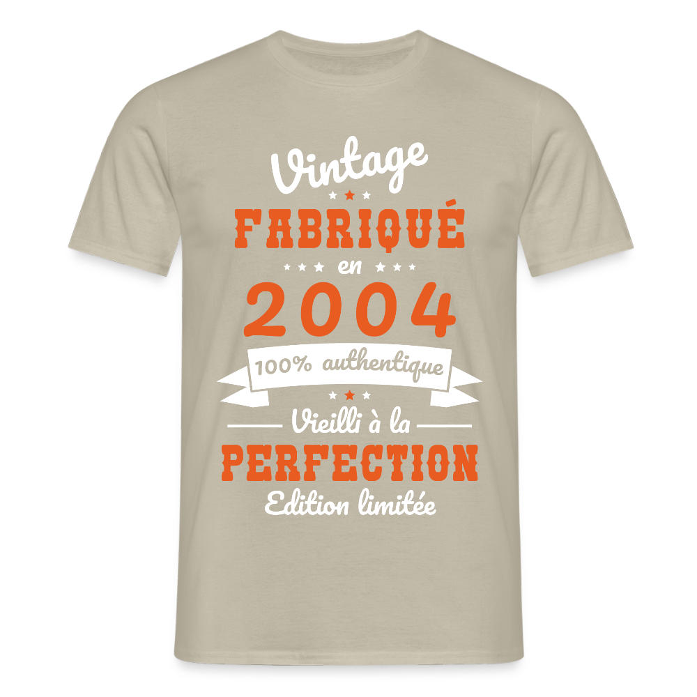 T-shirt Homme - Anniversaire 21 Ans - Vintage Fabriqué en 2004 - beige sable