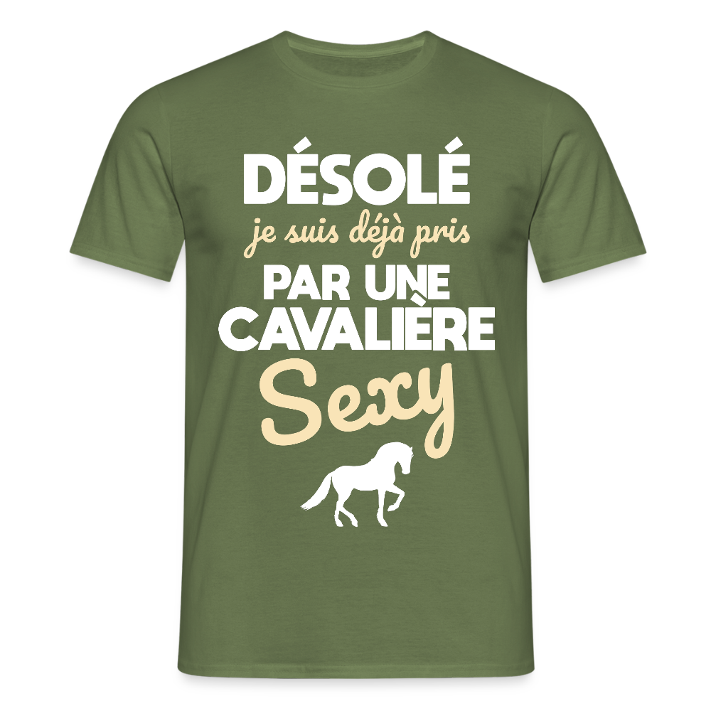 T-shirt Homme - Je suis déjà pris par une cavalière sexy - vert militaire
