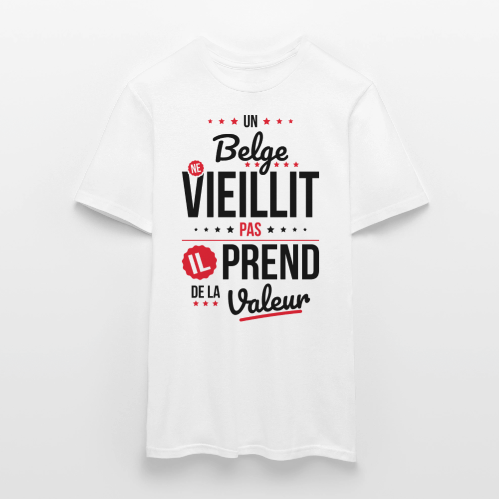 T-shirt Homme - Un Belge ne vieillit pas - blanc