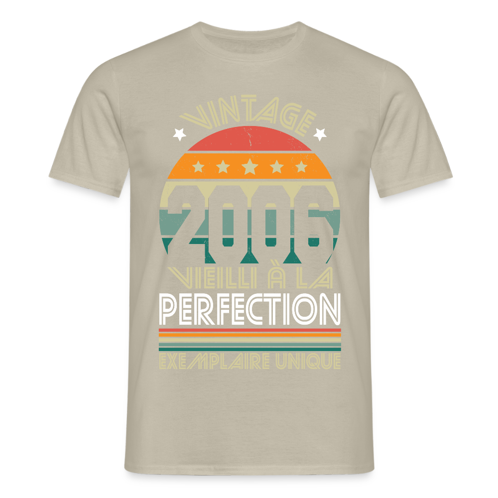 T-shirt Homme - Anniversaire 19 Ans - Vintage 2006 - beige sable