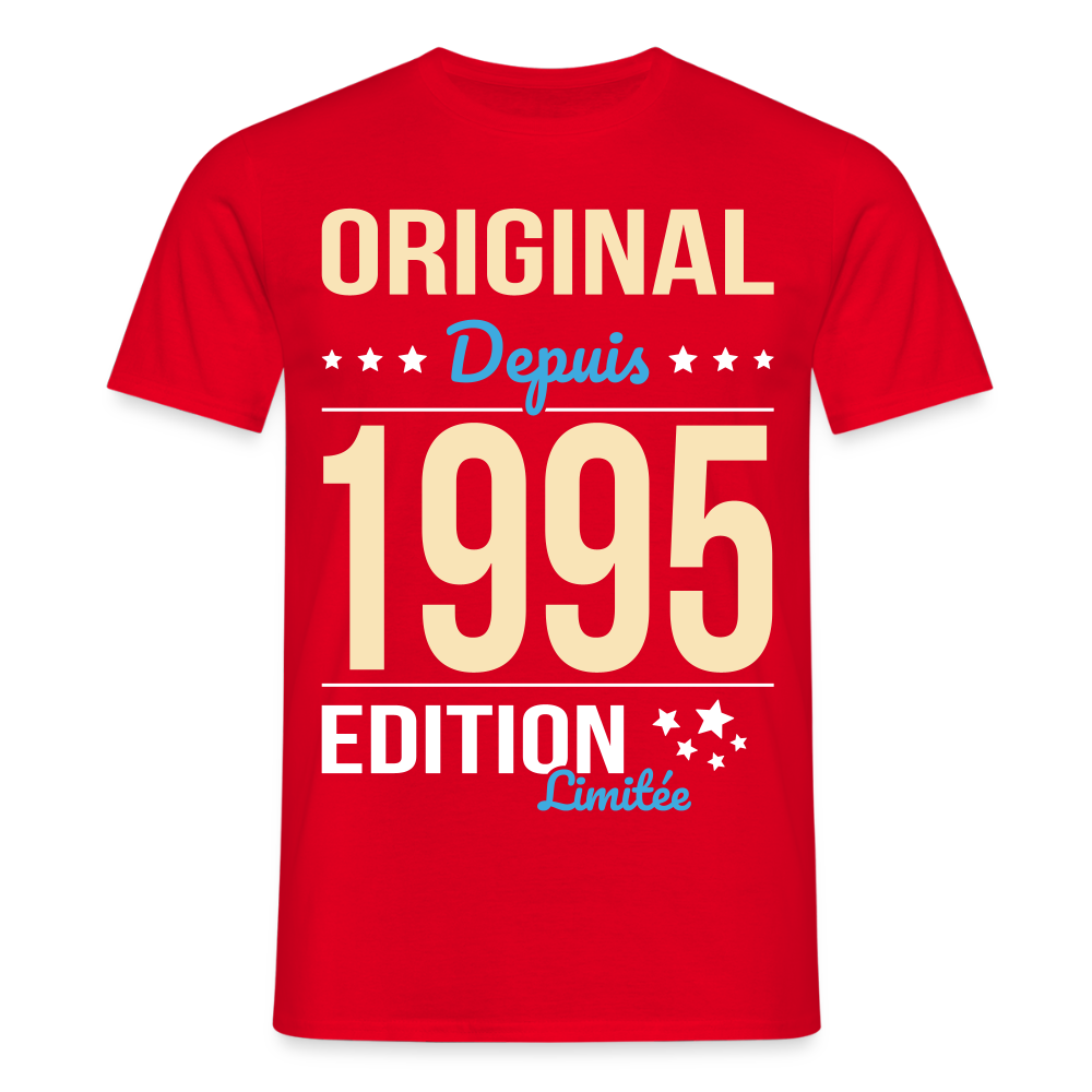 T-shirt Homme - Anniversaire 30 Ans - Original depuis 1995 - rouge