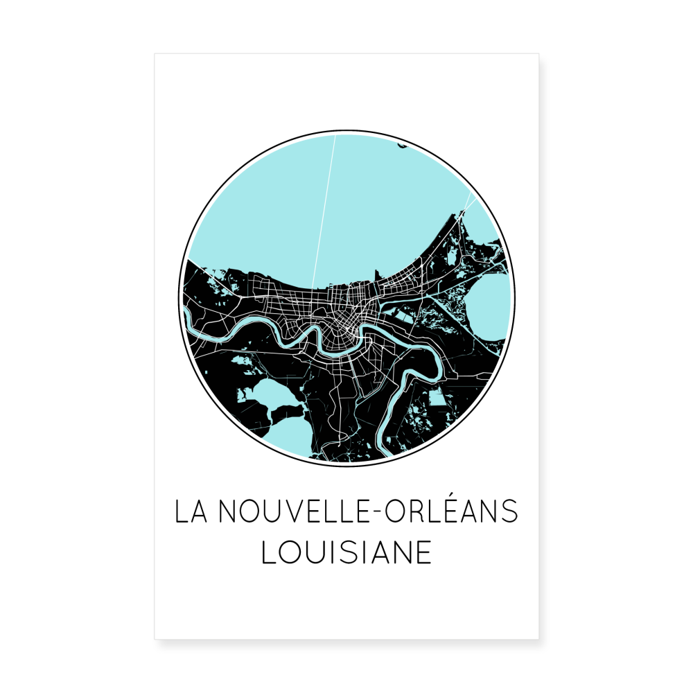 Poster La Nouvelle-Orléans - Plan La Nouvelle-Orléans - 20 x 30 cm - blanc