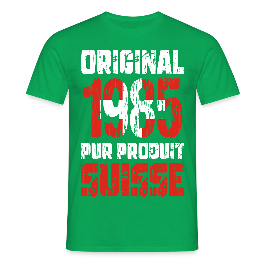 T-shirt Homme - Anniversaire 40 Ans - Original 1985 - Pur produit Suisse - vert