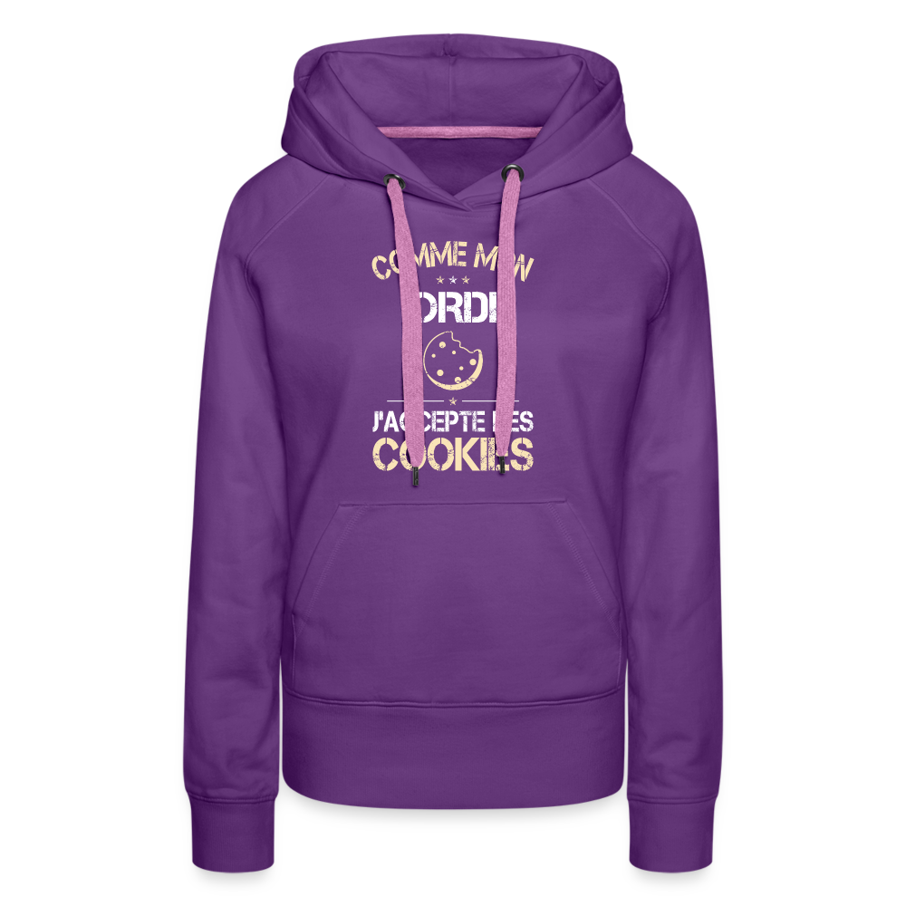 Sweat à capuche Premium Femme - Comme mon ordi j'accepte les cookies - violet