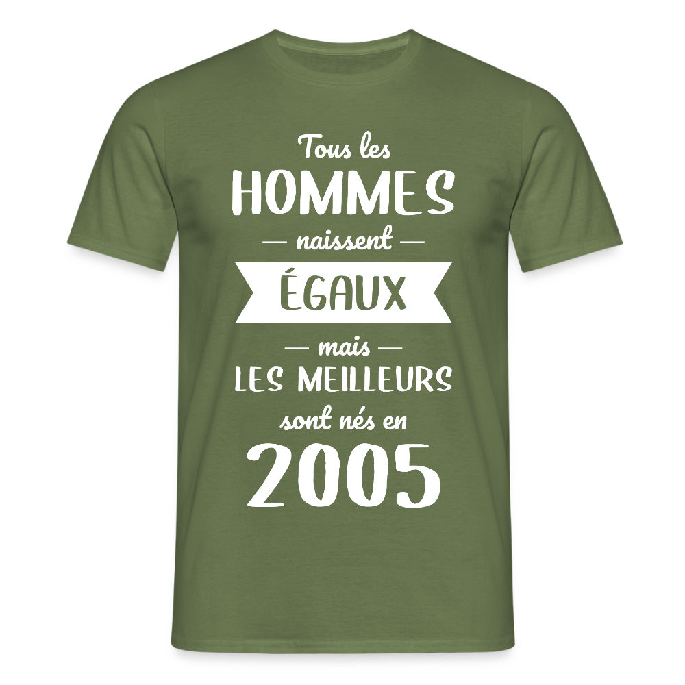 T-shirt Homme - Anniversaire 20 Ans - Les meilleurs sont nés en 2005 - vert militaire