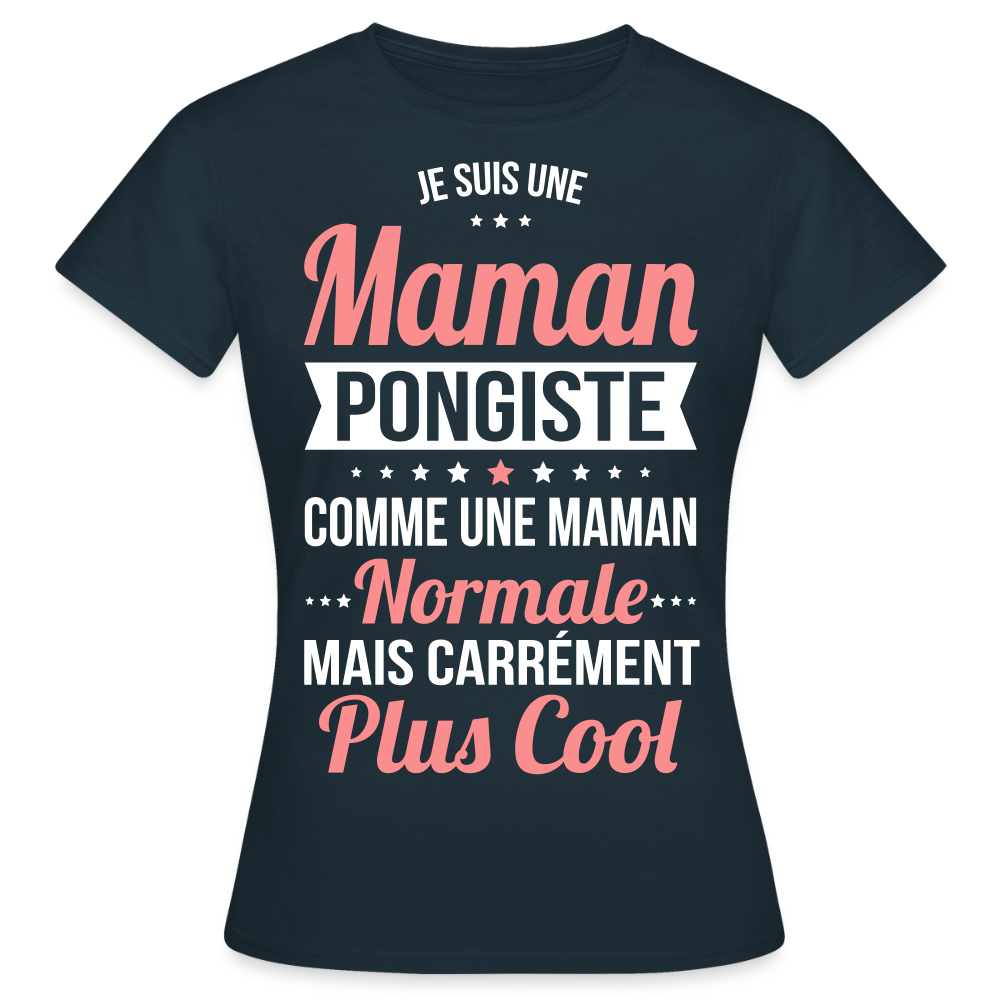 T-shirt Femme - Maman pongiste plus cool - marine