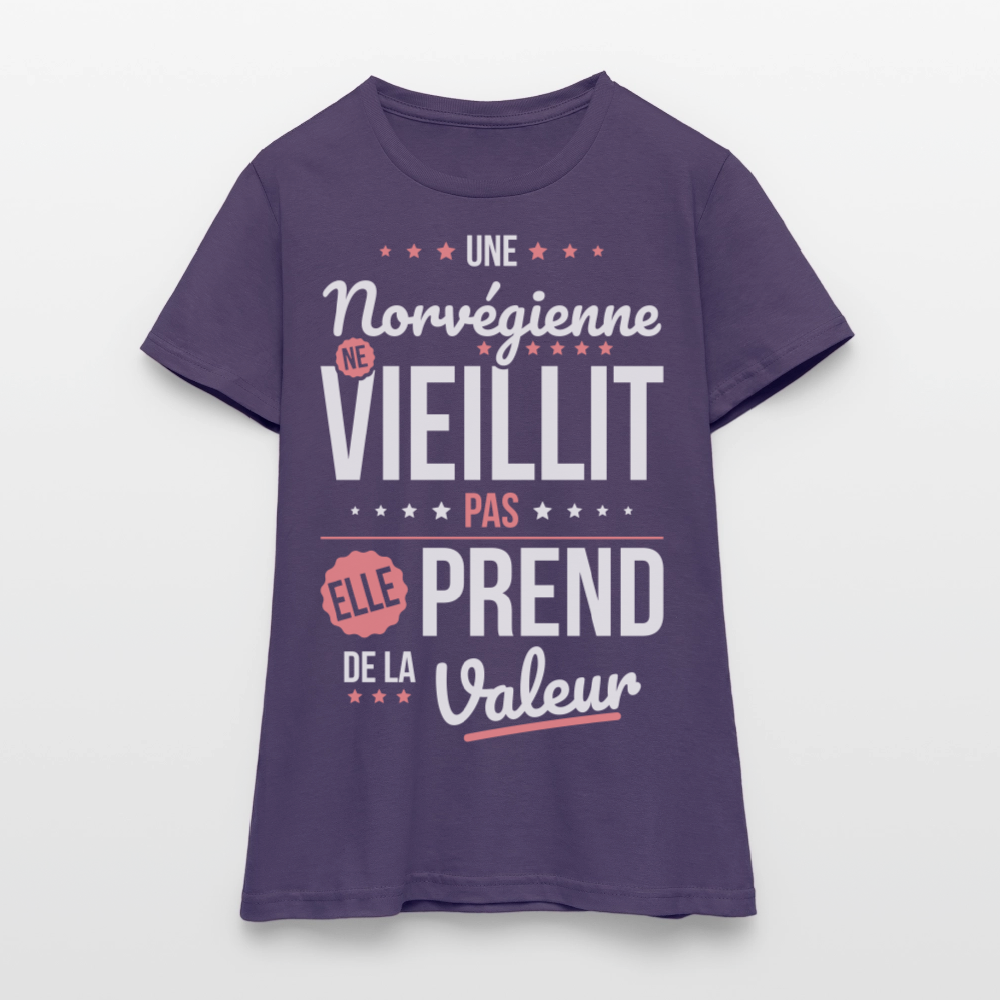 T-shirt Femme - Une Norvégienne ne vieillit pas - violet foncé