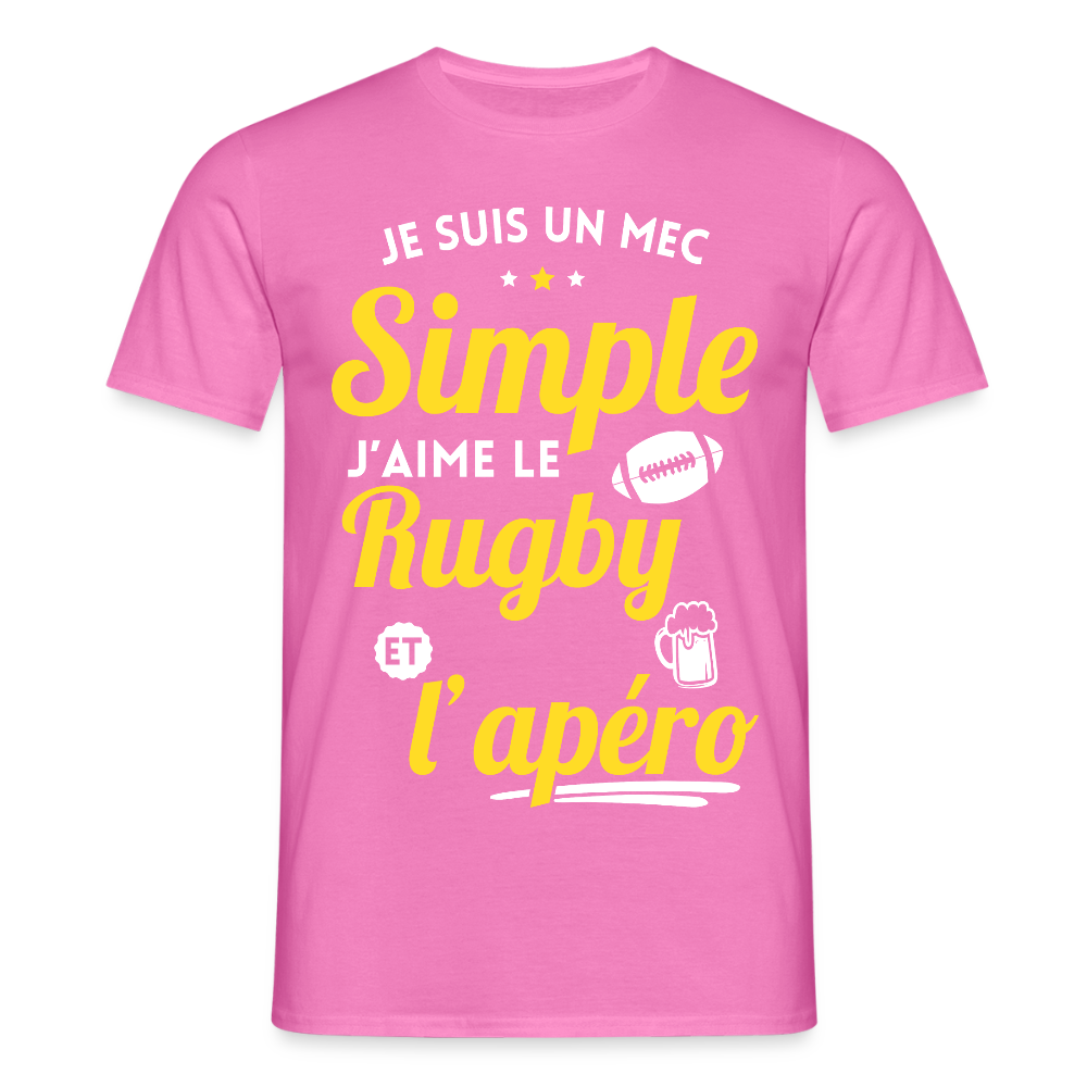 T-shirt Homme - J'aime le rugby et l'apéro - rose