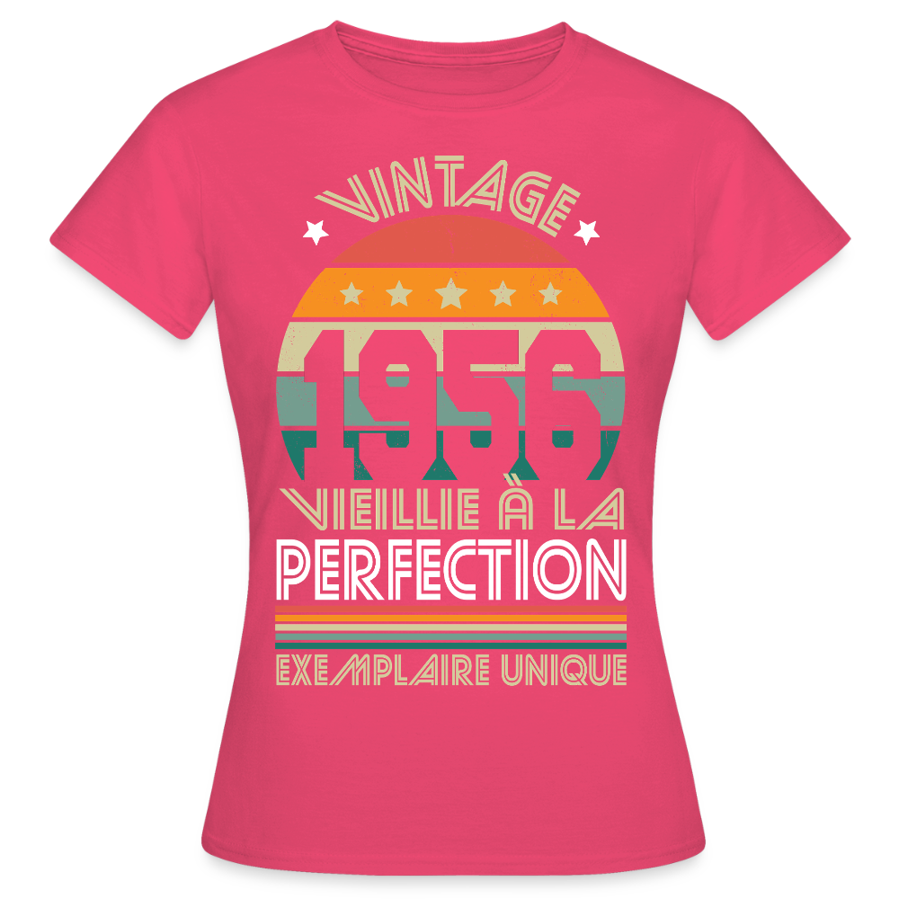 T-shirt anniversaire femme 70 ans – Vintage 1956 - rose azalée