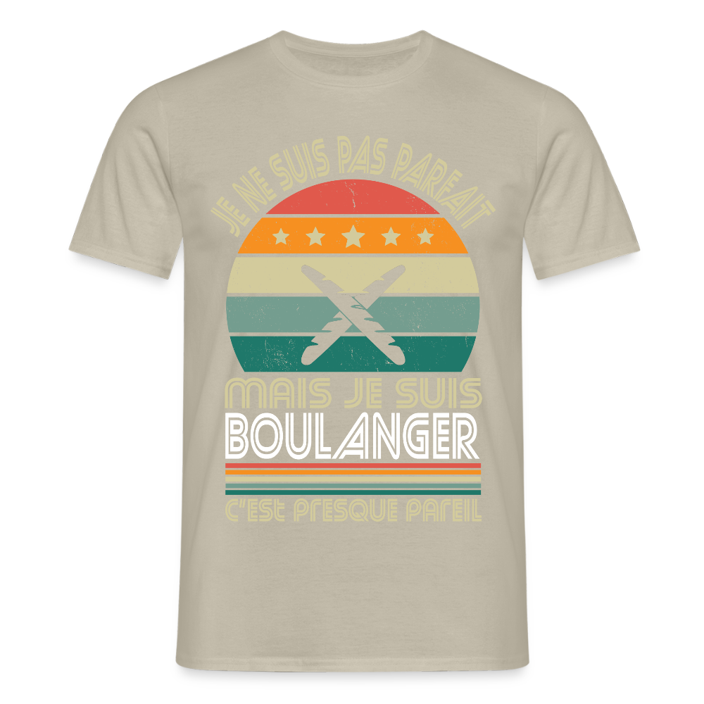 T-shirt Homme - Je ne suis pas parfait mais je suis Boulanger - beige sable
