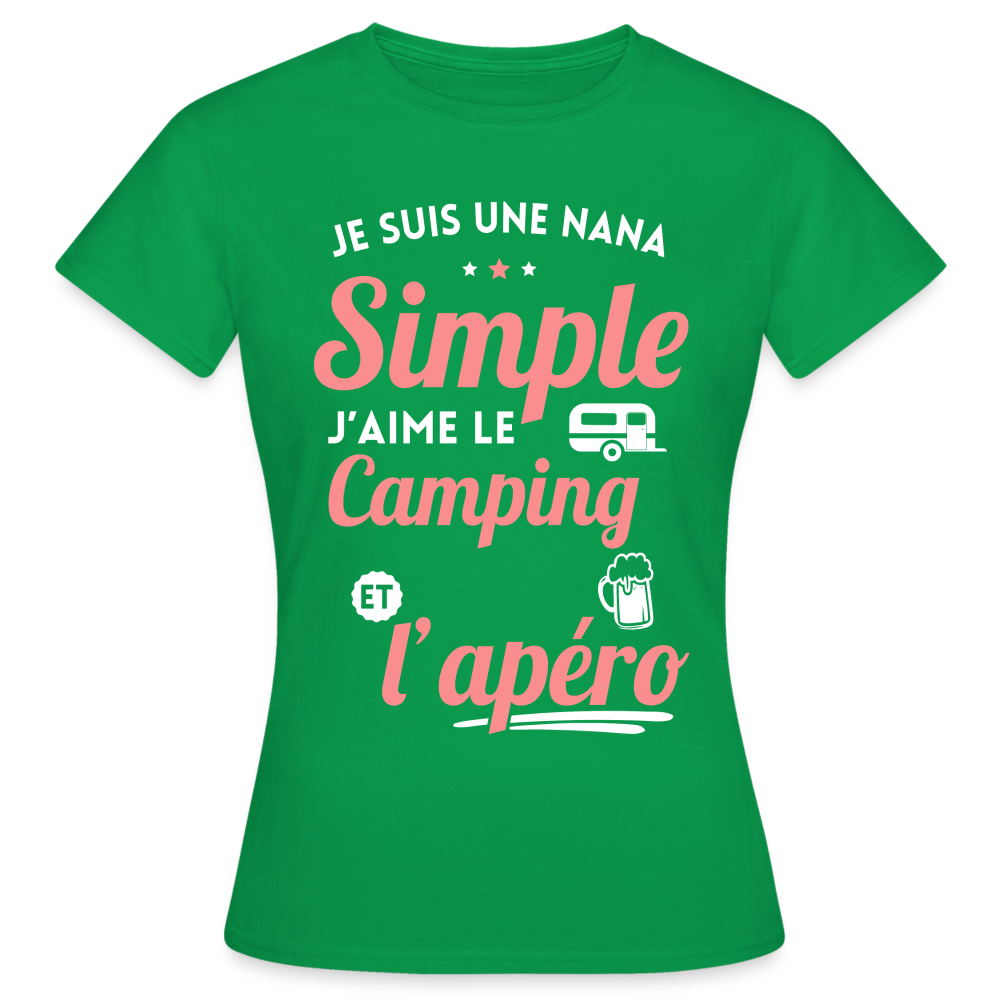 T-shirt Femme - J'aime le camping et l'apéro - vert