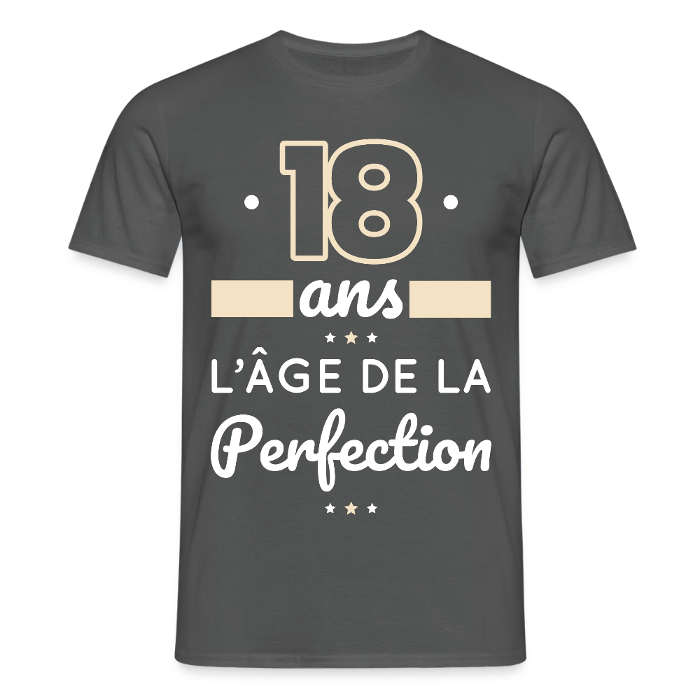 T-shirt Homme - 18 ans l'âge de la perfection - charbon