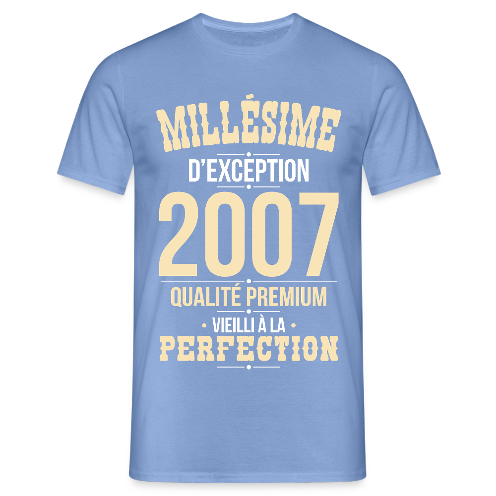 T-shirt Homme - Anniversaire 18 Ans - Millésime 2007 - carolina blue