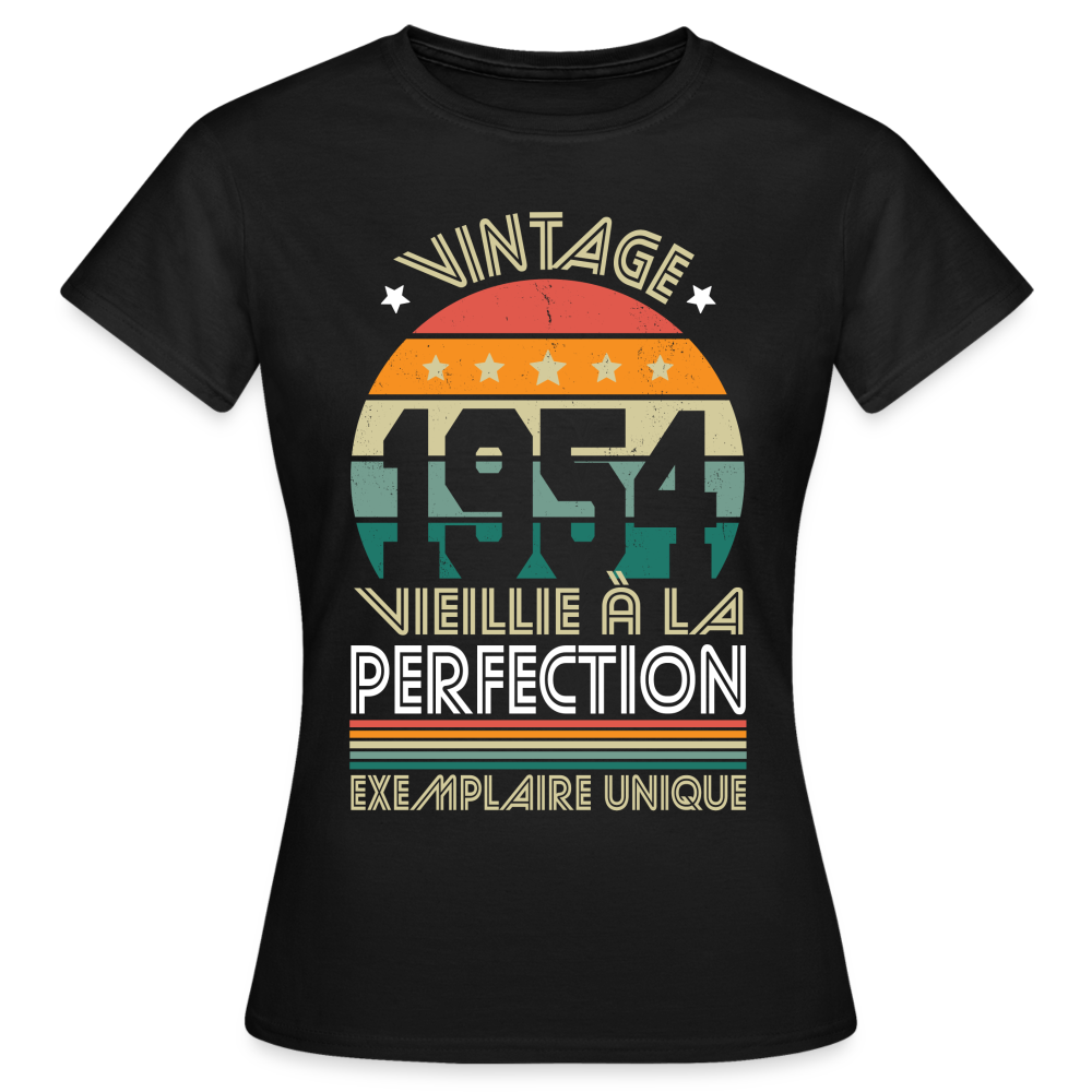 T-shirt Femme - Anniversaire 71 Ans - Vintage 1954 - noir