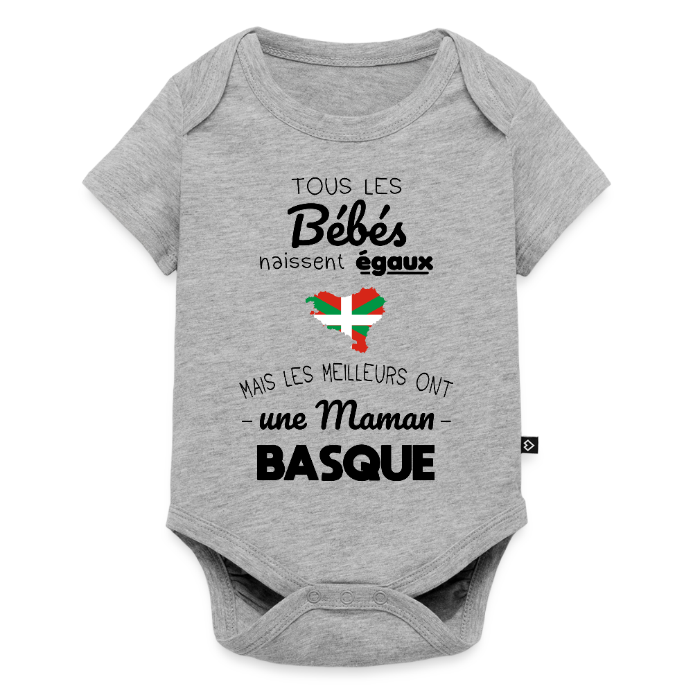 Body Bébé bio manches courtes - Les Meilleurs Ont Une Maman Basque - gris chiné