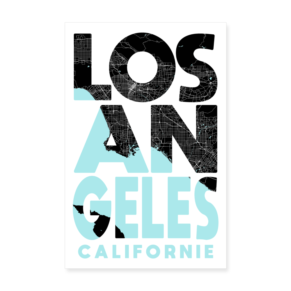 Poster Los Angeles - Plan Los Angeles - 20 x 30 cm - blanc