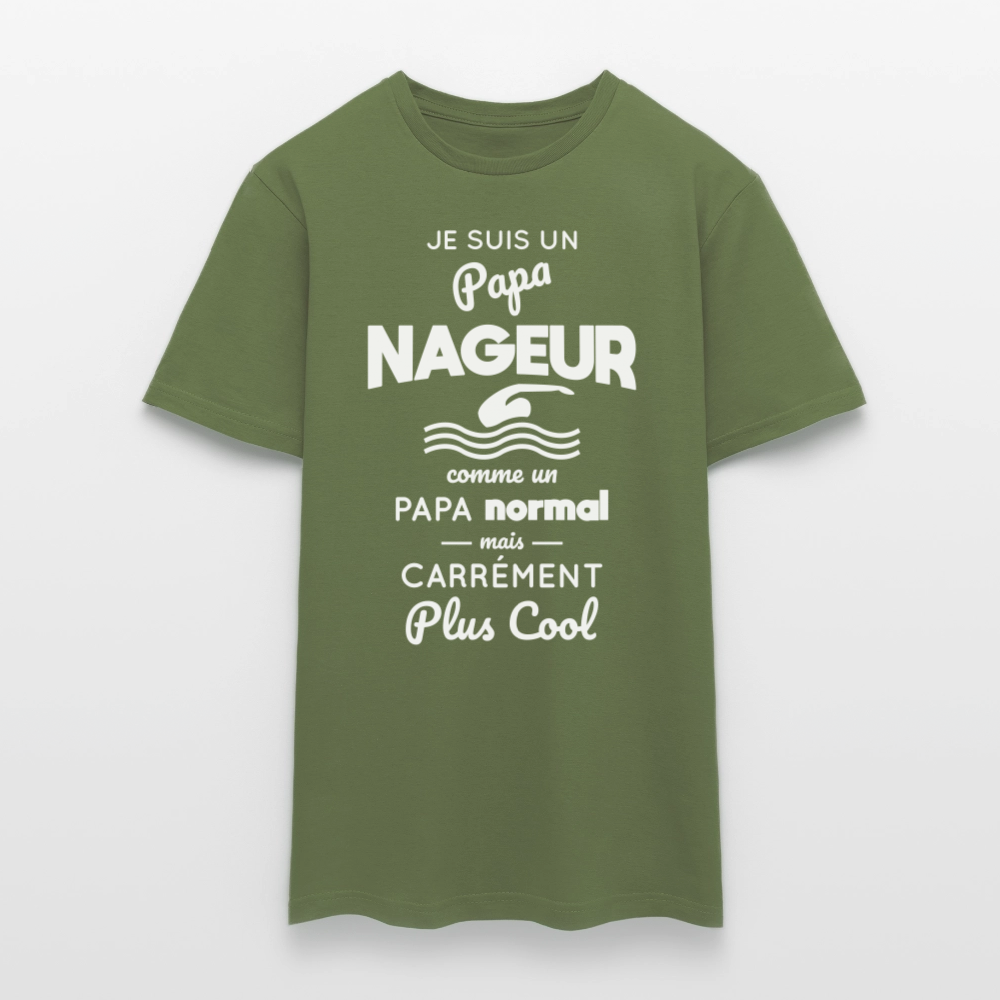T-shirt Homme - Papa nageur plus cool - vert militaire