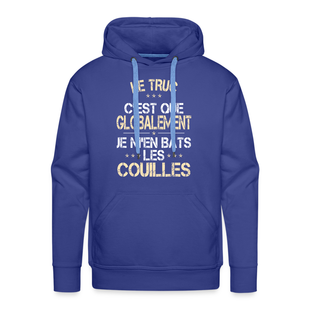 Sweat à capuche Premium Homme - Je m'en bats les couilles - bleu royal