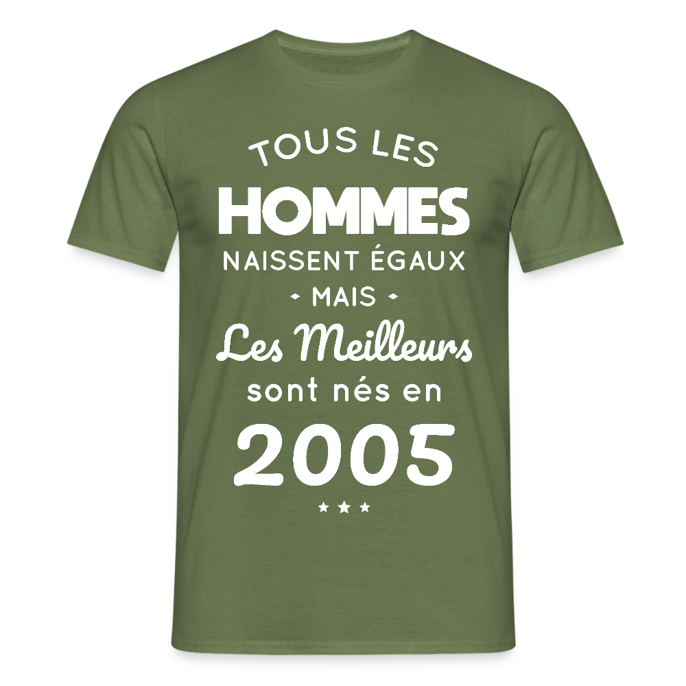 T-shirt Homme - Anniversaire 20 Ans - Les meilleurs sont nés en 2005 - vert militaire