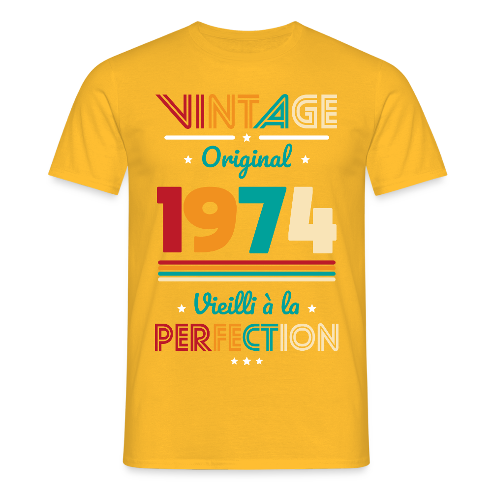 T-shirt Homme - Anniversaire 51 Ans - Vintage Original 1974 - jaune