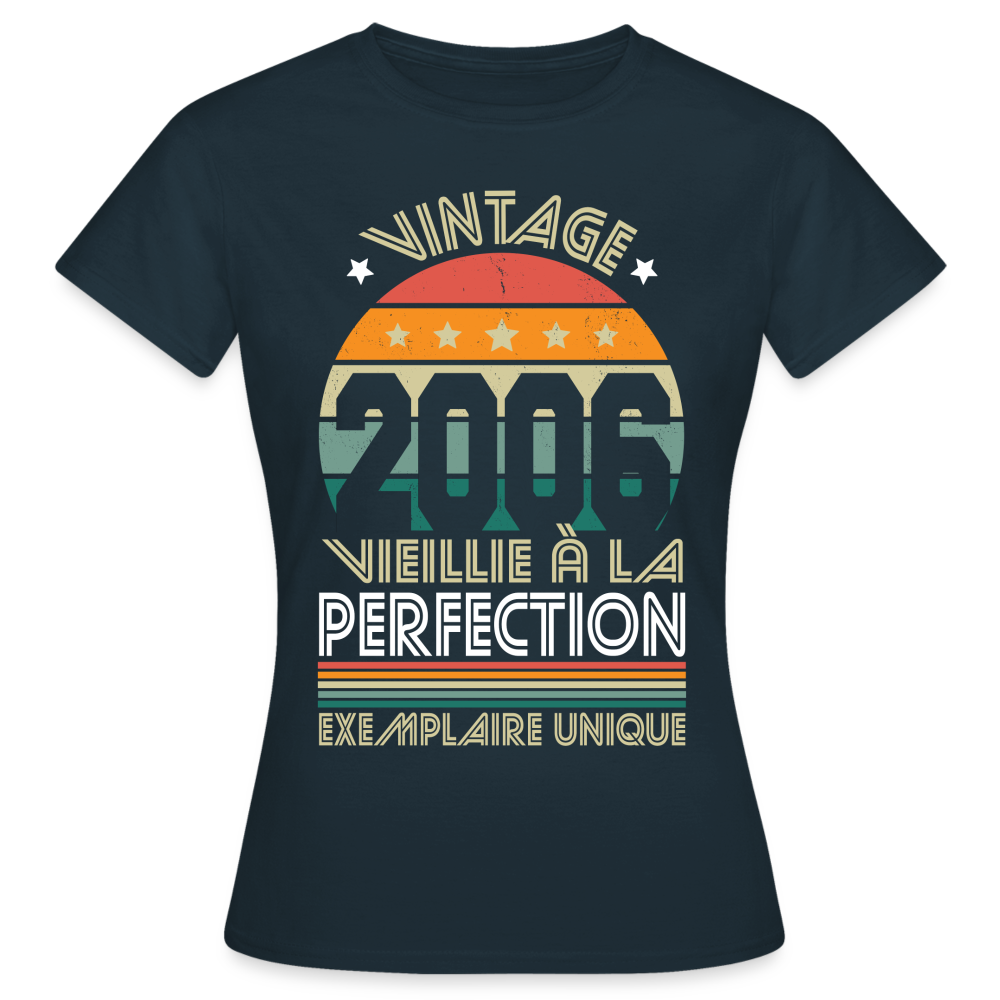 T-shirt Femme - Anniversaire 19 Ans - Vintage 2006 - marine