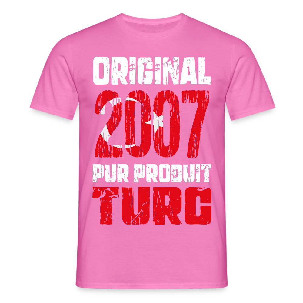 T-shirt Homme - Anniversaire 18 Ans - Original 2007 - Pur produit Turc - rose