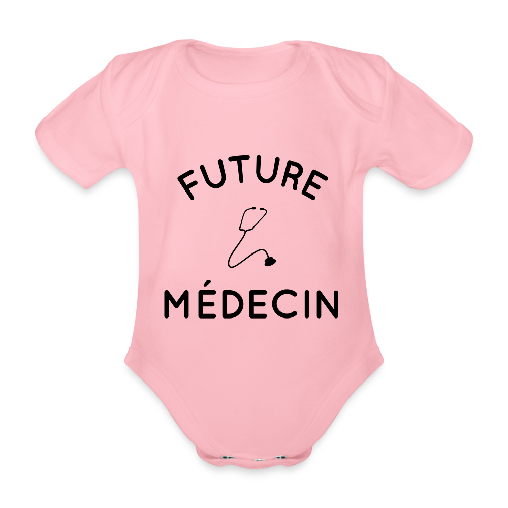 Body Bébé bio manches courtes - Future médecin - rose clair