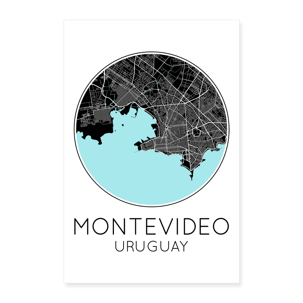 Poster Montevideo - Plan Montevideo - 60 x 90 cm - blanc