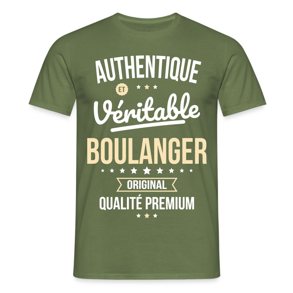 T-shirt Homme - Authentique et véritable Boulanger - vert militaire