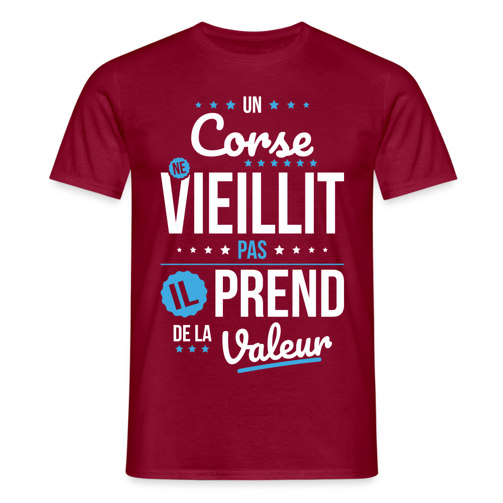 T-shirt Homme - Un Corse ne vieillit pas - rouge brique