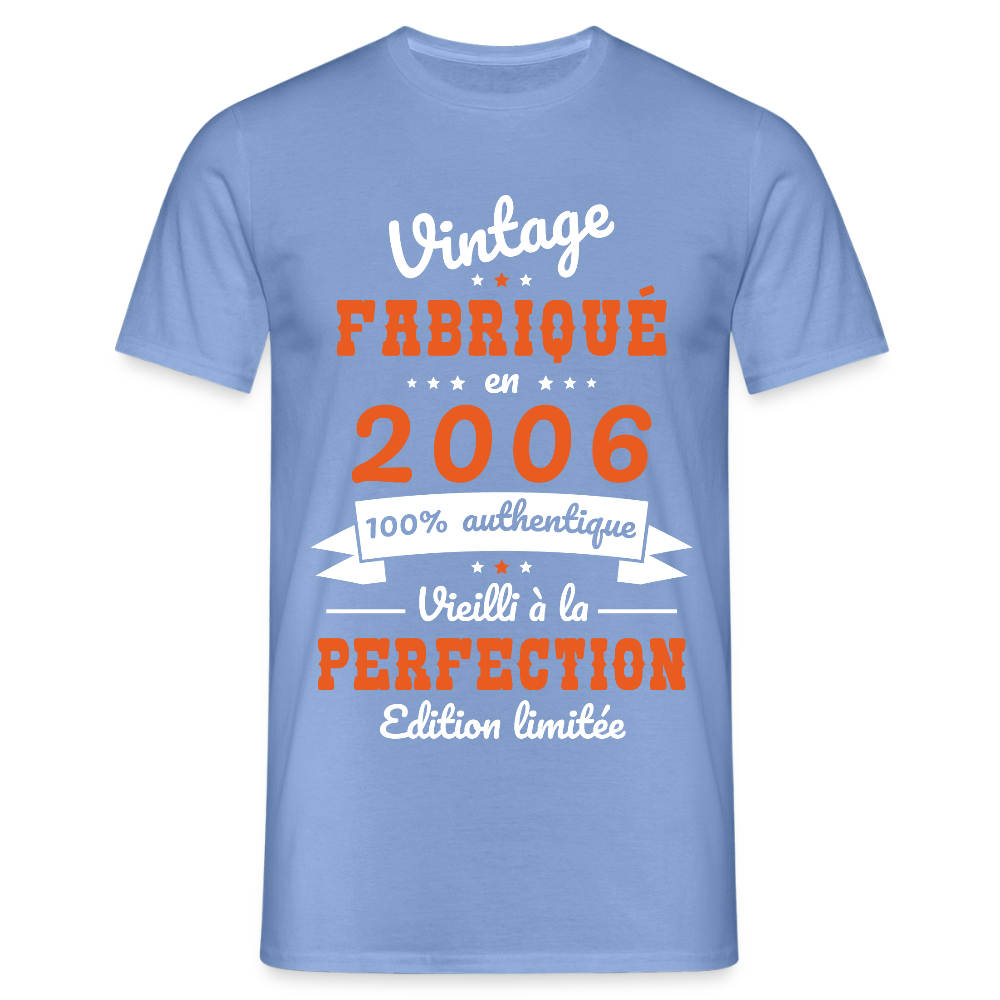 T-shirt Homme - Anniversaire 19 Ans - Vintage Fabriqué en 2006 - carolina blue