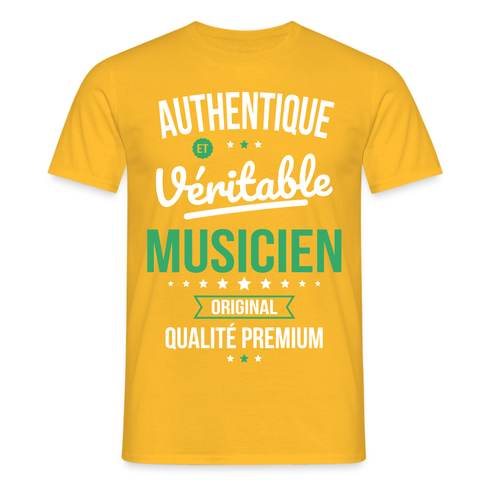 T-shirt Homme - Authentique et véritable Musicien - jaune