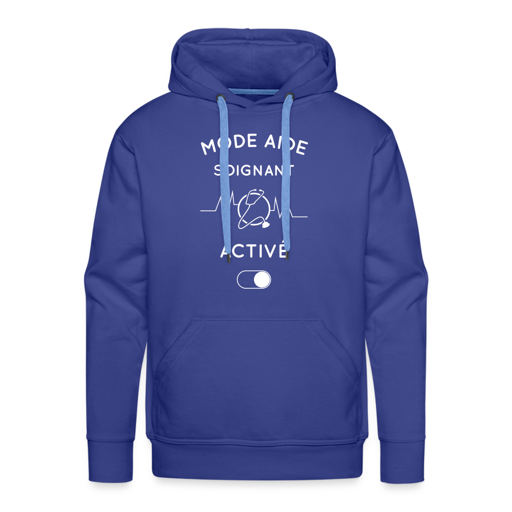 Sweat à capuche Premium Homme - Mode aide-soignant activé - bleu royal