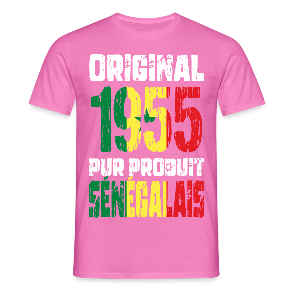 T-shirt Homme - Anniversaire 70 Ans - Original 1955 - Pur produit Sénégalais - rose