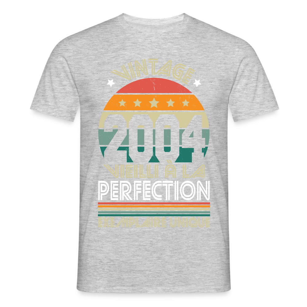 T-shirt Homme - Anniversaire 21 Ans - Vintage 2004 - gris chiné