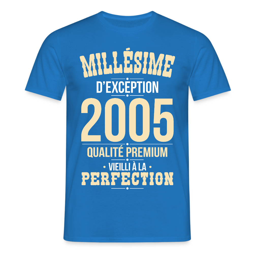 T-shirt Homme - Anniversaire 20 Ans - Millésime 2005 - bleu royal