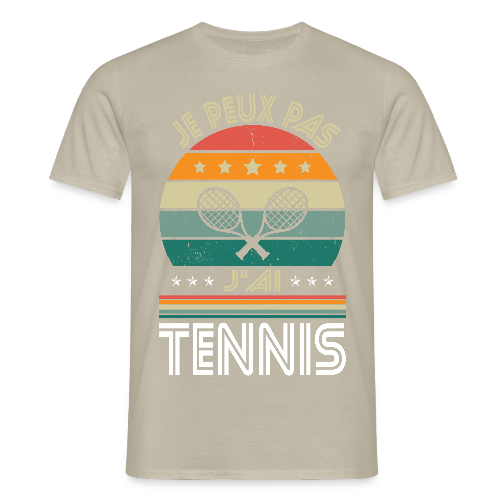 T-shirt Homme - Je peux pas j'ai Tennis - beige sable