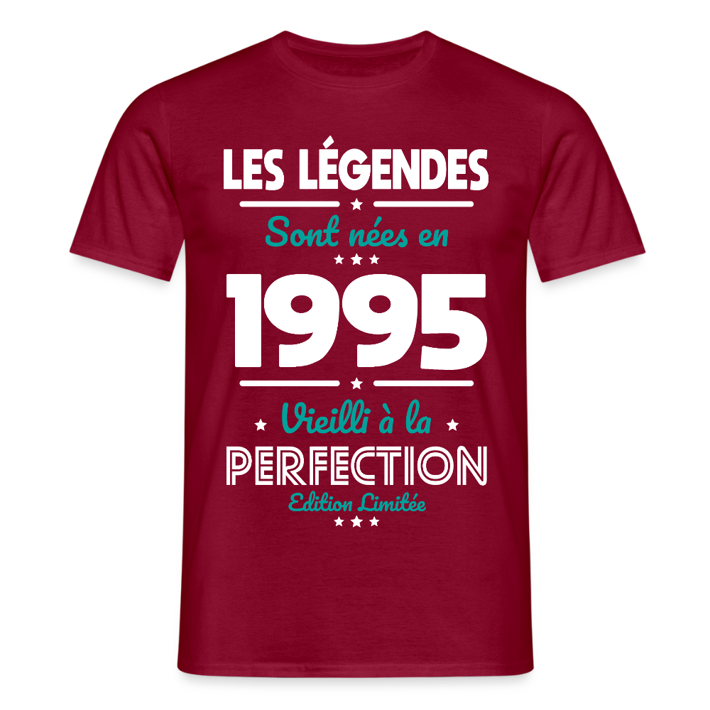 T-shirt Homme - Anniversaire 30 Ans - Les Légendes sont nées en 1995 - rouge brique
