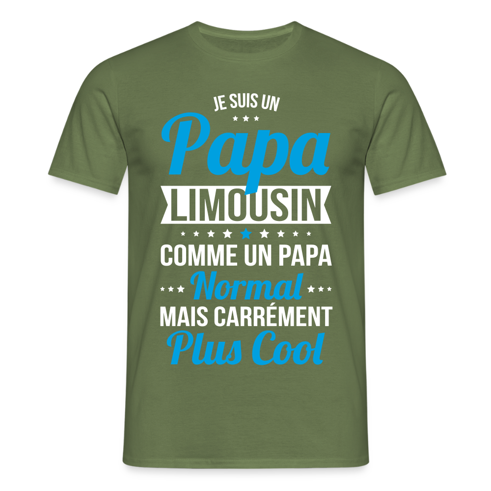 T-shirt Homme - Papa Limousin Plus Cool - vert militaire