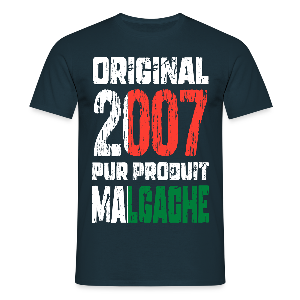 T-shirt Homme - Anniversaire 18 Ans - Original 2007 - Pur produit Malgache - marine