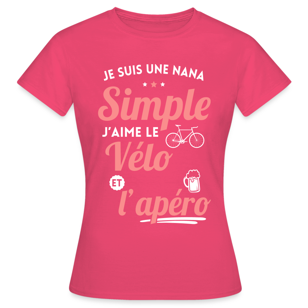 T-shirt Femme - J'aime le vélo et l'apéro - rose azalée