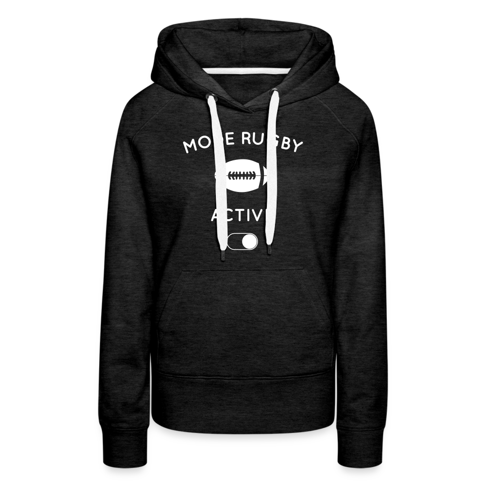 Sweat à capuche Premium Femme - Mode rugby activé - charbon