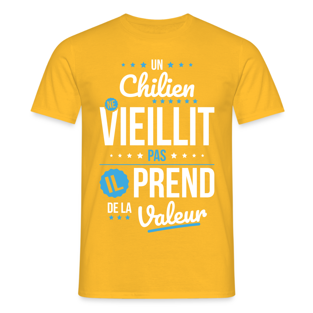 T-shirt Homme - Un Chilien ne vieillit pas - jaune