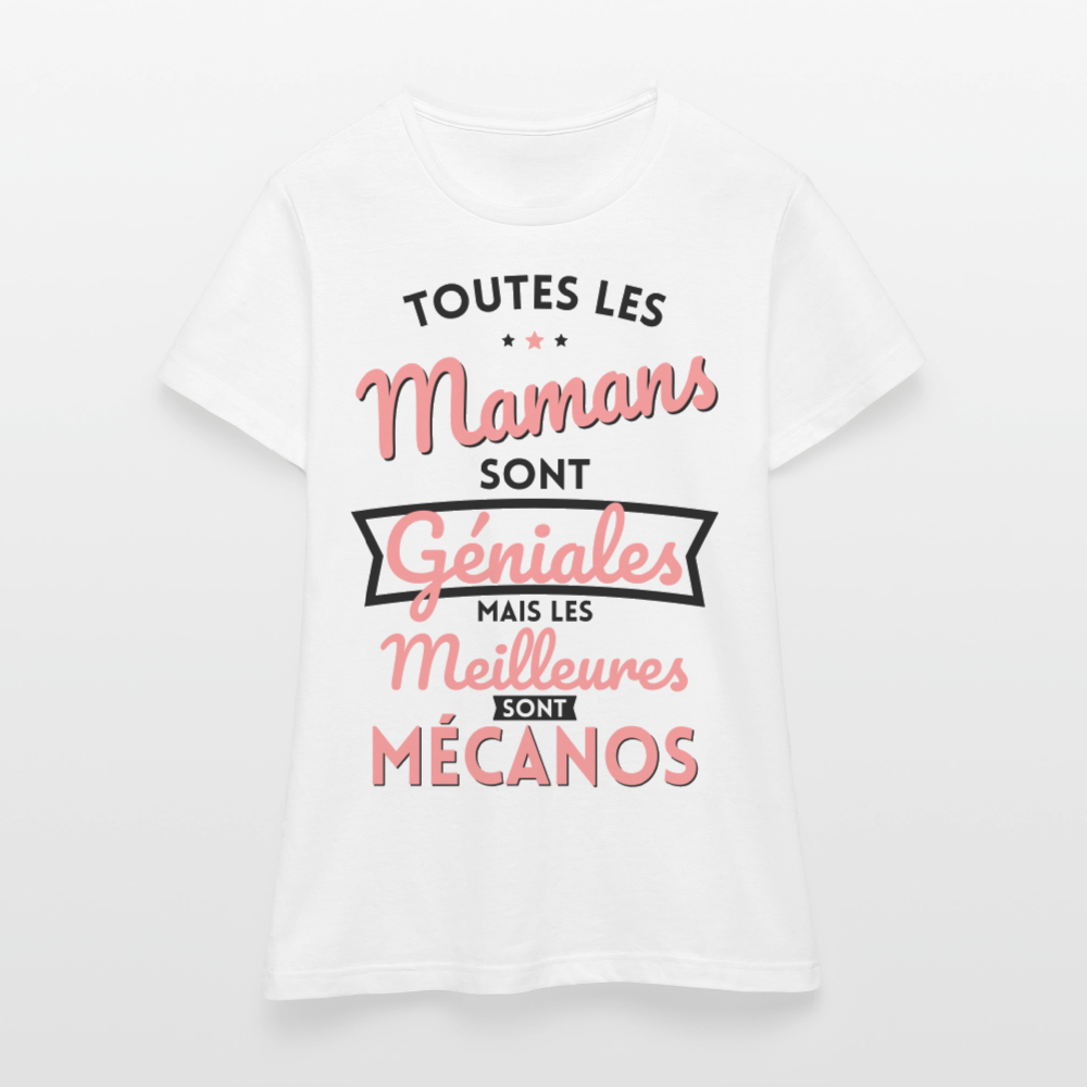 T-shirt Femme - Mamans géniales - Les meilleures sont mécanos - blanc