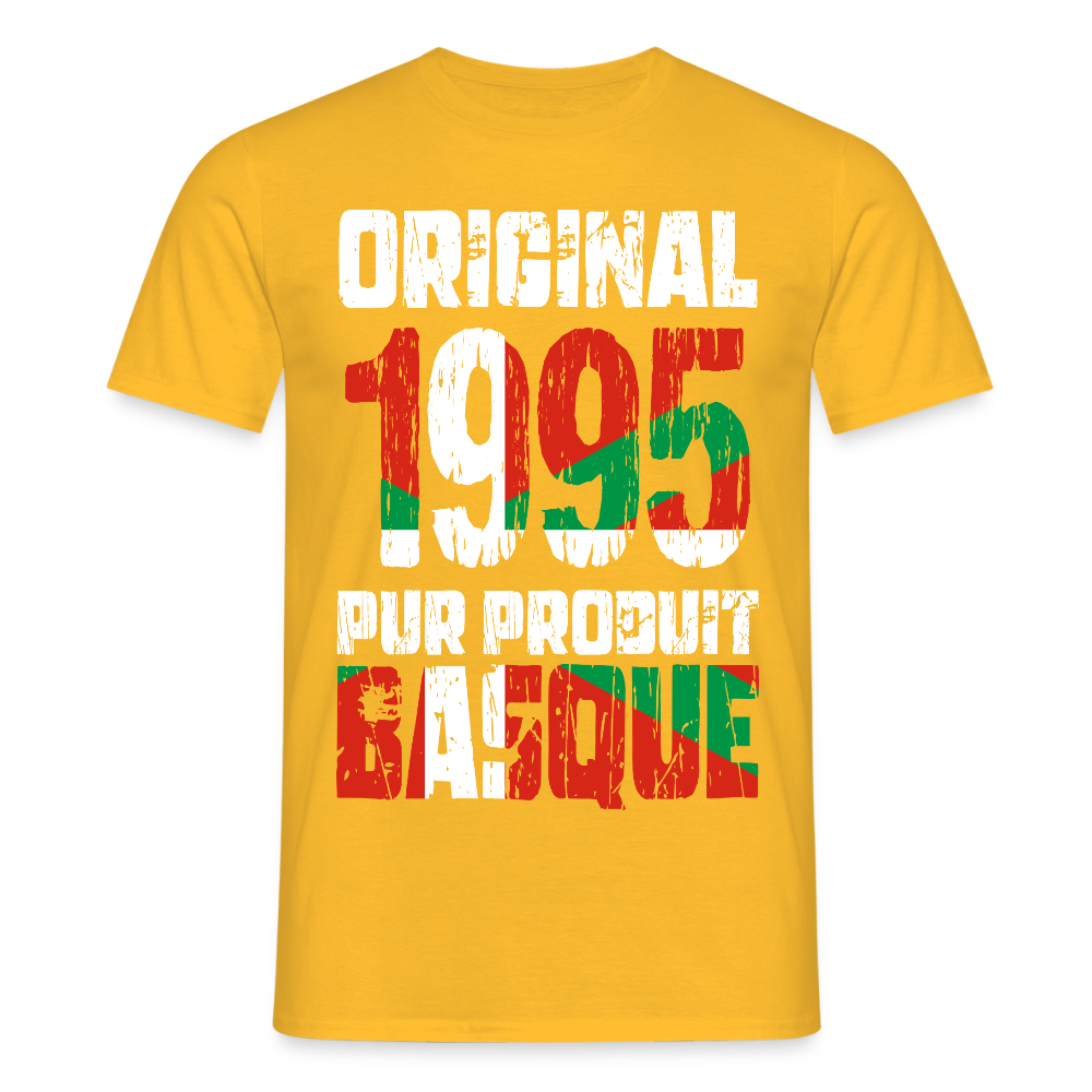 T-shirt Homme - Anniversaire 30 Ans - Original 1995 - Pur produit Basque - jaune