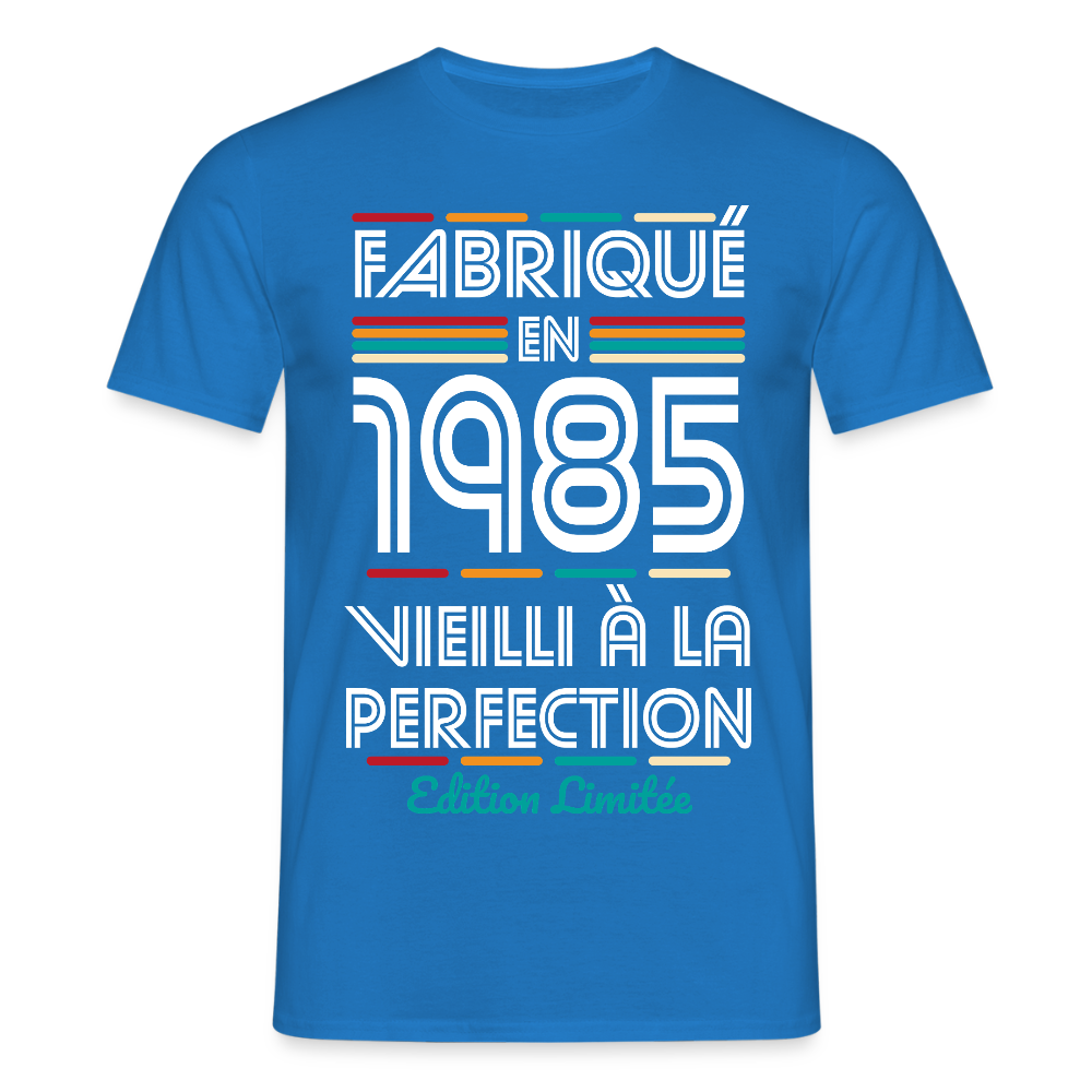 T-shirt Homme - Anniversaire 40 Ans - Fabriqué en 1985 - bleu royal