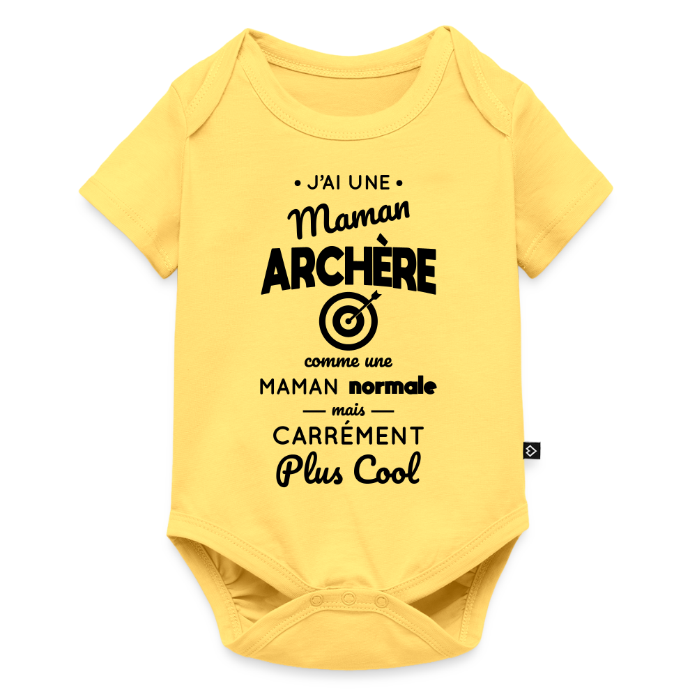 Body Bébé bio manches courtes - J'ai une maman archère - jaune pastel